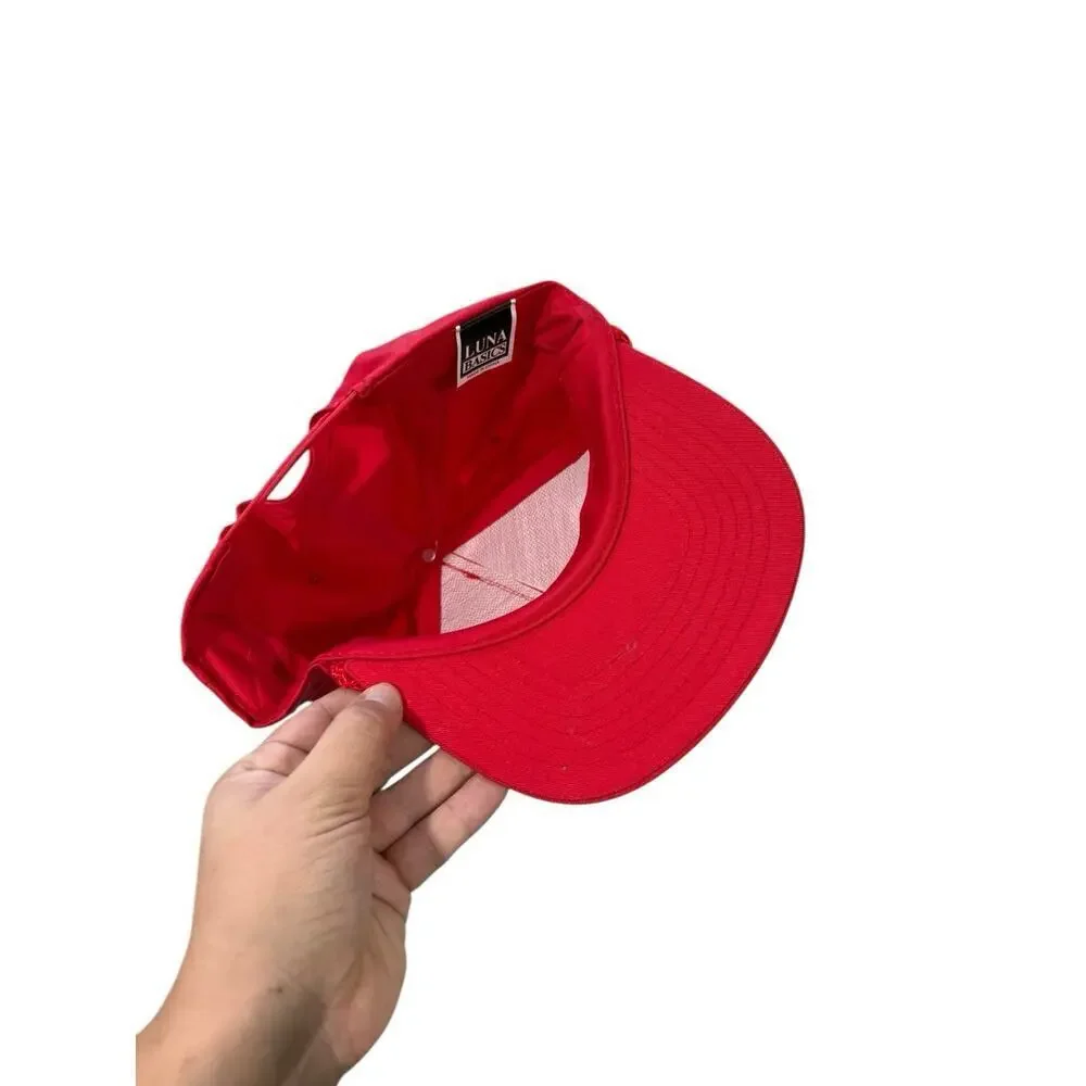 Vintage Luna Basics Lil Crab Fishing Team Red Rope Hat Baseball Cap One Size